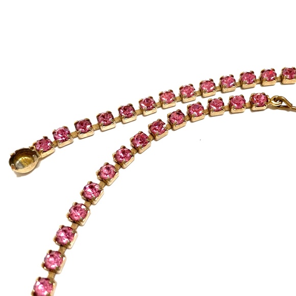 VINTAGE PINK RHINESTONE NECKLACE - Picture 4 of 4